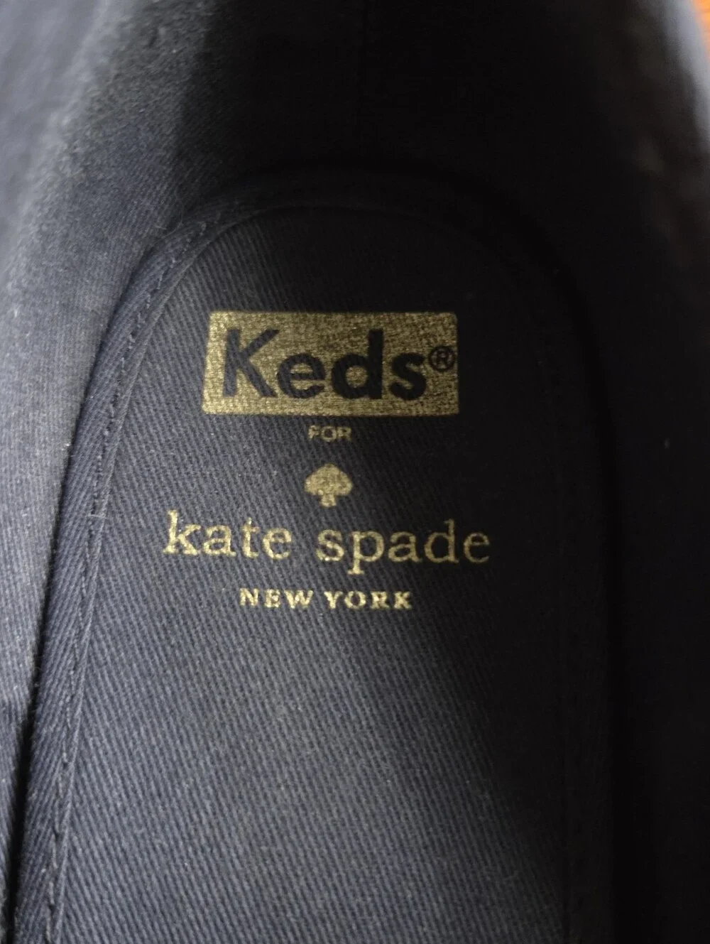 Keds x Kate Spade navy glitter lace-up sneakers with satin laces, Women's 11
